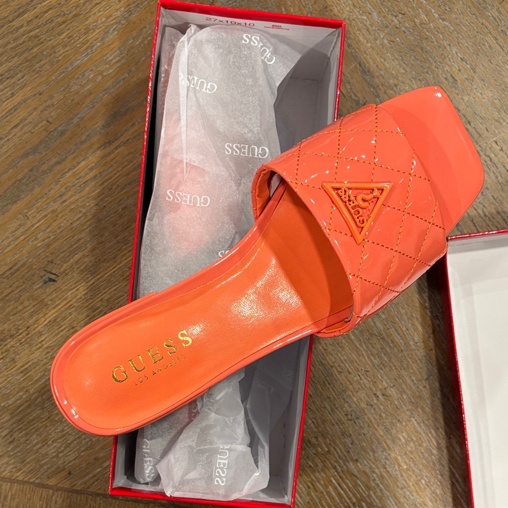 GUESS Women's Orange Slide Sandals